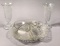 (2) Depression Glass Vases and (1) Tri-Divided Relish Tray