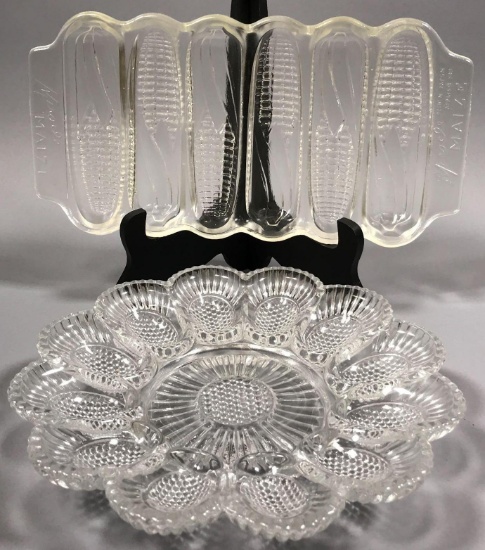Miracle Maze Cornstick with Depression Glass Egg Plate