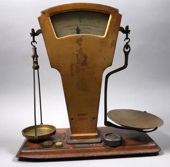 Antique Vandome's Scale on Wood Base