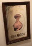 Vintage Framed Bar Mirror Sign: Lone Star Beer (LPO)