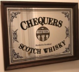 Framed Bar Mirror: Chequers Scotch Whiskey (LPO)