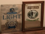 (2) Decorative Bar Mirrors: Schlitz and Squire Dry Gin (LPO)