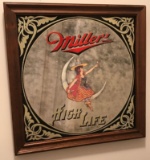 Framed Bar Mirror: Miller HIgh Life (LPO)