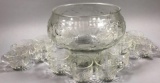 Jeannette Glass Punchbowl with 12 Cups