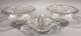 (2) Federal Glass Mixing Bowls and (1) Juicer