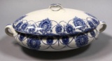 Blue and White Transferware Covered Casserole