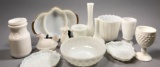 13 Pieces Assorted Milk Glass