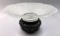 Czechoslavakian Art Glass Tulip Bowl with Wood Base