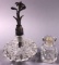 (2) Crystal Perfume Bottles and (1) Sterling Floral Stopper