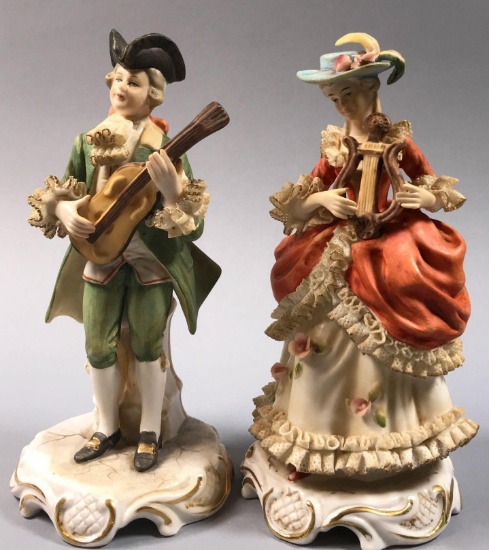 Pair of Figurines with Porcelain Lace