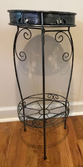 Metal Plant Stand with Cut-out Bee Motif (LPO)