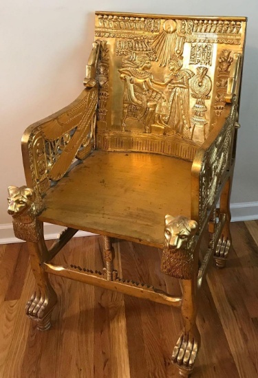 Painted Gold 'King Tut Throne' Style Chair (LPO)