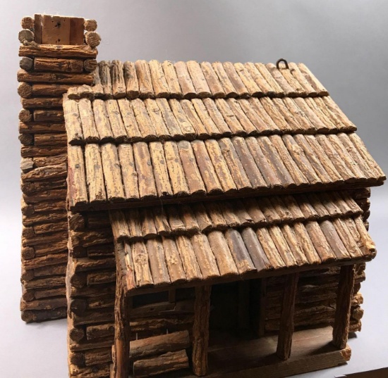 Miniature Log Cabin with Glass Windows