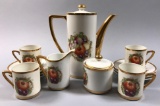 Chocolate Set with Gold Trim and Cream and Sugar
