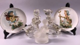 Pair of Clear 'Girl with Geese' Bookends plus
