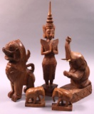Carved Guanyin Figure, (3) Elephants and (1) Foo Dog