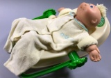 (2) Cabbage Patch Dolls and (1) Coleco Plastic Doll Carrier/Car Seat (1989)