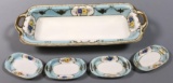 Noritake Hand-painted Celery Tray with (4) Salt Cellars