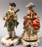 Pair of Figurines with Porcelain Lace