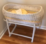 Wicker Baby Bassinet Bed with Stand and Mat (LPO)