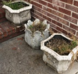 (1) Round Concrete Planter and (1) Pair Faux Concrete Planters (LPO)