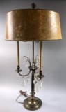 Large Bronze Lamp with Crystal Teardrops (LPO)