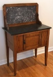 Antique Oak and Marble Commode with Backsplash (LPO)