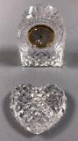 Waterford Crystal Clock and Heart Paperweight