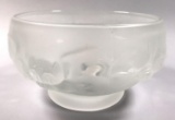 Czechoslavakian Frosted Art Glass Bowl with Water Lilies (unmarked)