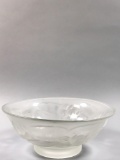 Czechoslovakian Art Glass Footed Bowl with Water Lily Pattern