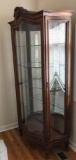 Bow-front Mahogany Side-door Collector's Cabinet with Carved Shell Crest (LPO)