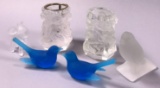 Assorted Bohemian Art Glass Candle Holders and Figurines