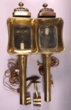 Pair of Vintage Brass Wall Mount Electric Carriage Lamps