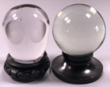 (2) Crystal Paperweights with Display Stands
