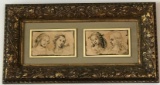 Dual Prints of Women in Ornate Frame