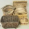 (4) Woven baskets and (8) straw hats