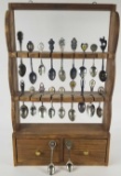 (20) Souvenir US States Teaspoons w/Display Shelf