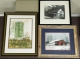 (2) Framed Art Prints and Cabin Photo (LPO)