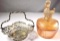 EPNS Basket and Carnival Marigold Glass Poodle Powder Dish