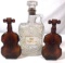 (2) Amber Cello Bottles and (1) Old Forester Whiskey Bottle