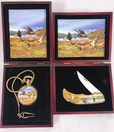 Canadian Geese Pocket Watch and Knife