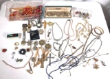 Large Costume Jewelry Lot with Assorted Goldtone & Silvertone Pieces, Crosses and more