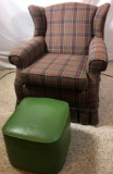 Plaid Chair and Green Ottoman (LPO)