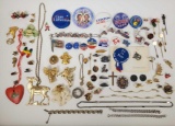 Large Lot of Assorted Costume Jewelry: Political Pins