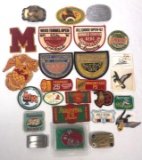 Assorted Vintage Patches and Belt Buckles