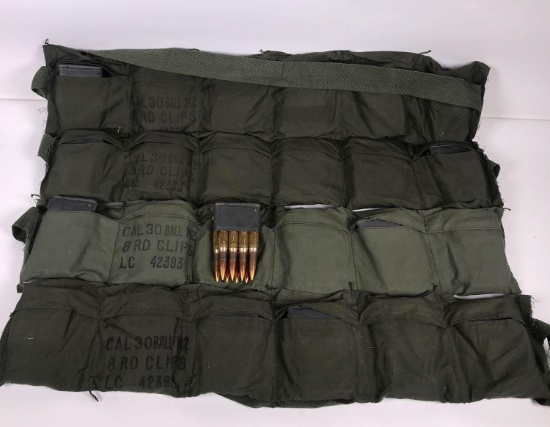 192 RDS .30 Caliber M2 Ball, Ammunition, 8 RD Clips and Bandoleers