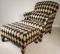 Black and Gold Diamond Patterned Chair and Ottoman (LPO)