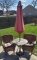 Small Tile-top Table with (2) Wicker Chairs, Seat Cushions and Umbrella with Stand** (LPO)