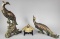 Pair of Pheasant Figurines & Small Decorative Brass Fan w/Stand