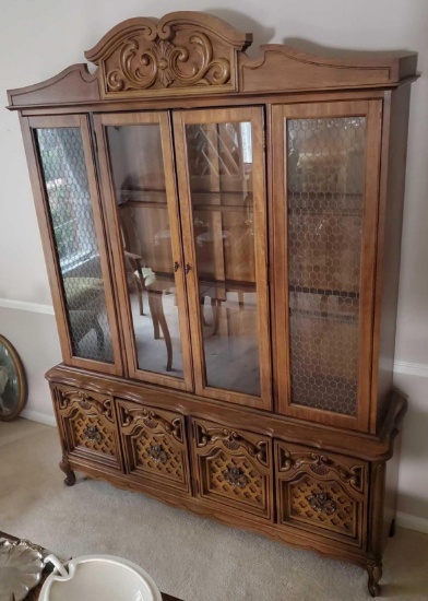 Bassett Pecan China Cabinet with inset glass shelves (LPO)